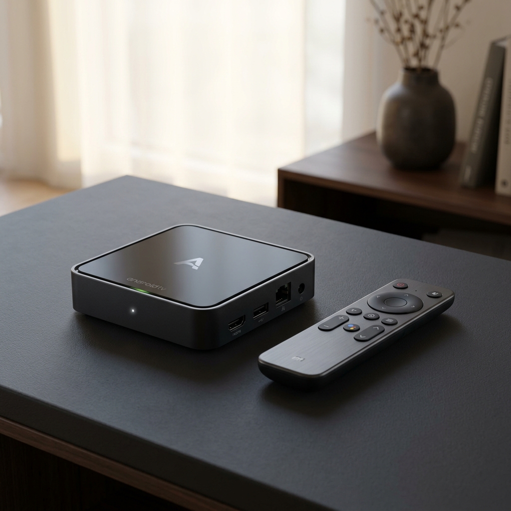 Android TV box and remote mockup