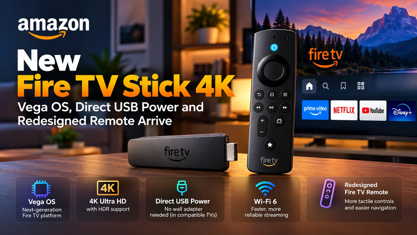 New Fire TV Stick 4K Launches With Vega OS, USB Power and New Remote