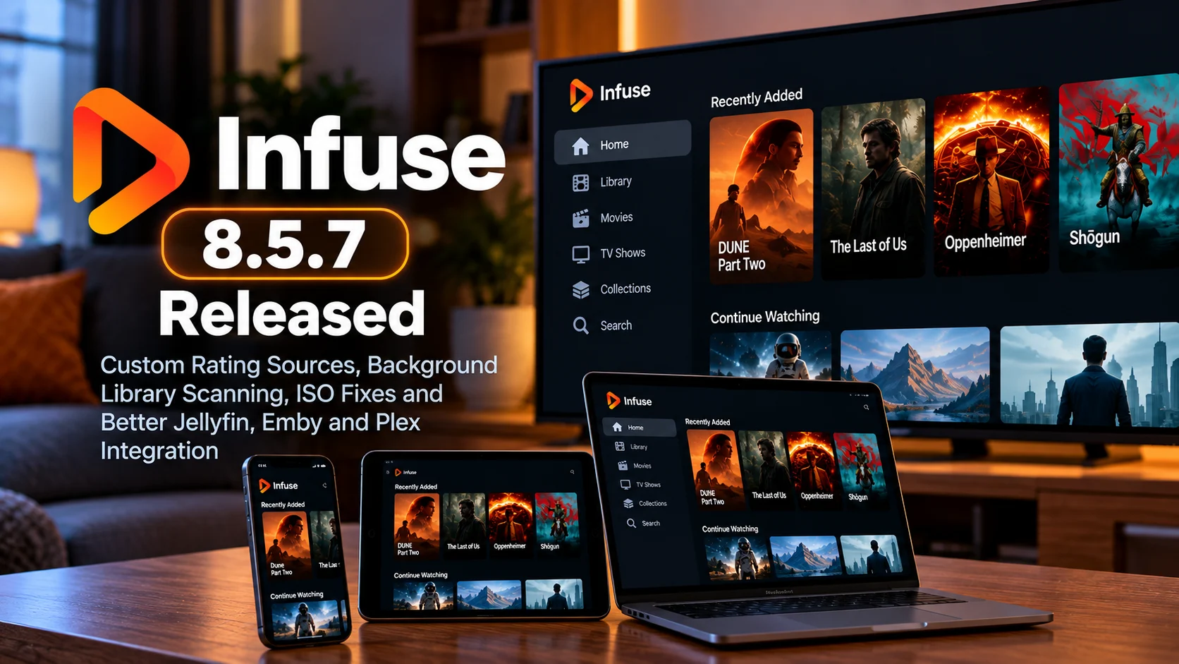 Infuse 8.5.7 Adds Custom Ratings, Background Scanning, ISO Fixes and Better Media Server Support