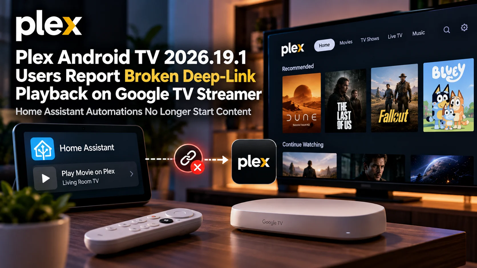 Plex Android TV 2026.19.1 Breaks Deep-Link Playback on Google TV Streamer