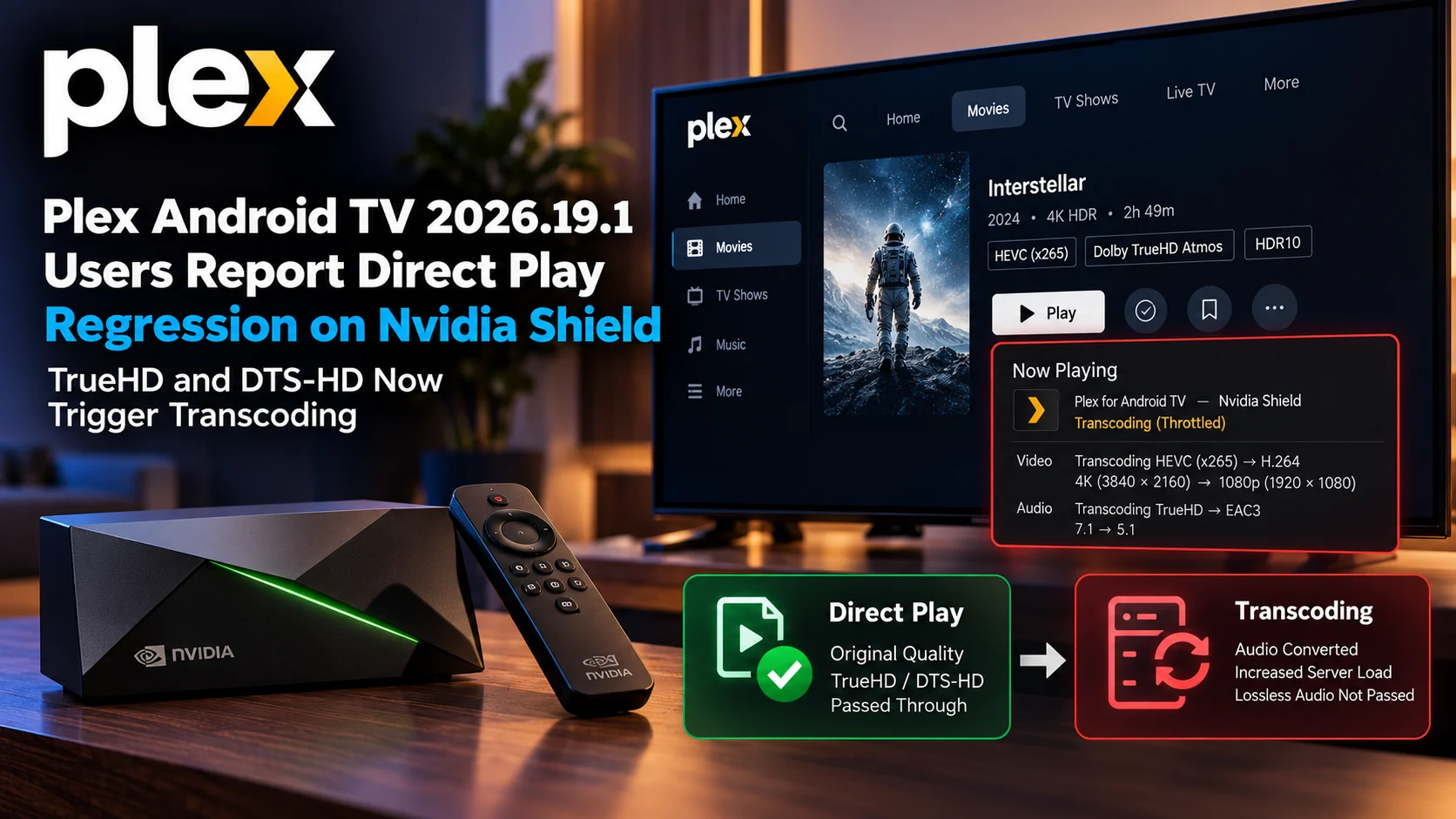 Plex Android TV 2026.19.1 Users Report Nvidia Shield Direct Play Regression