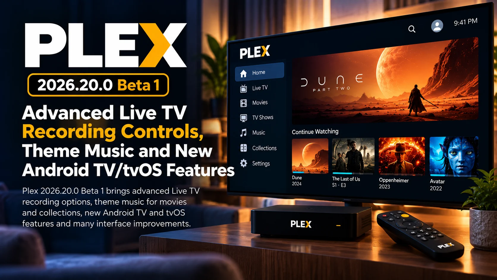 Plex 2026.20.0 Beta 1 Adds Live TV Recording Controls, Theme Music and TV Features