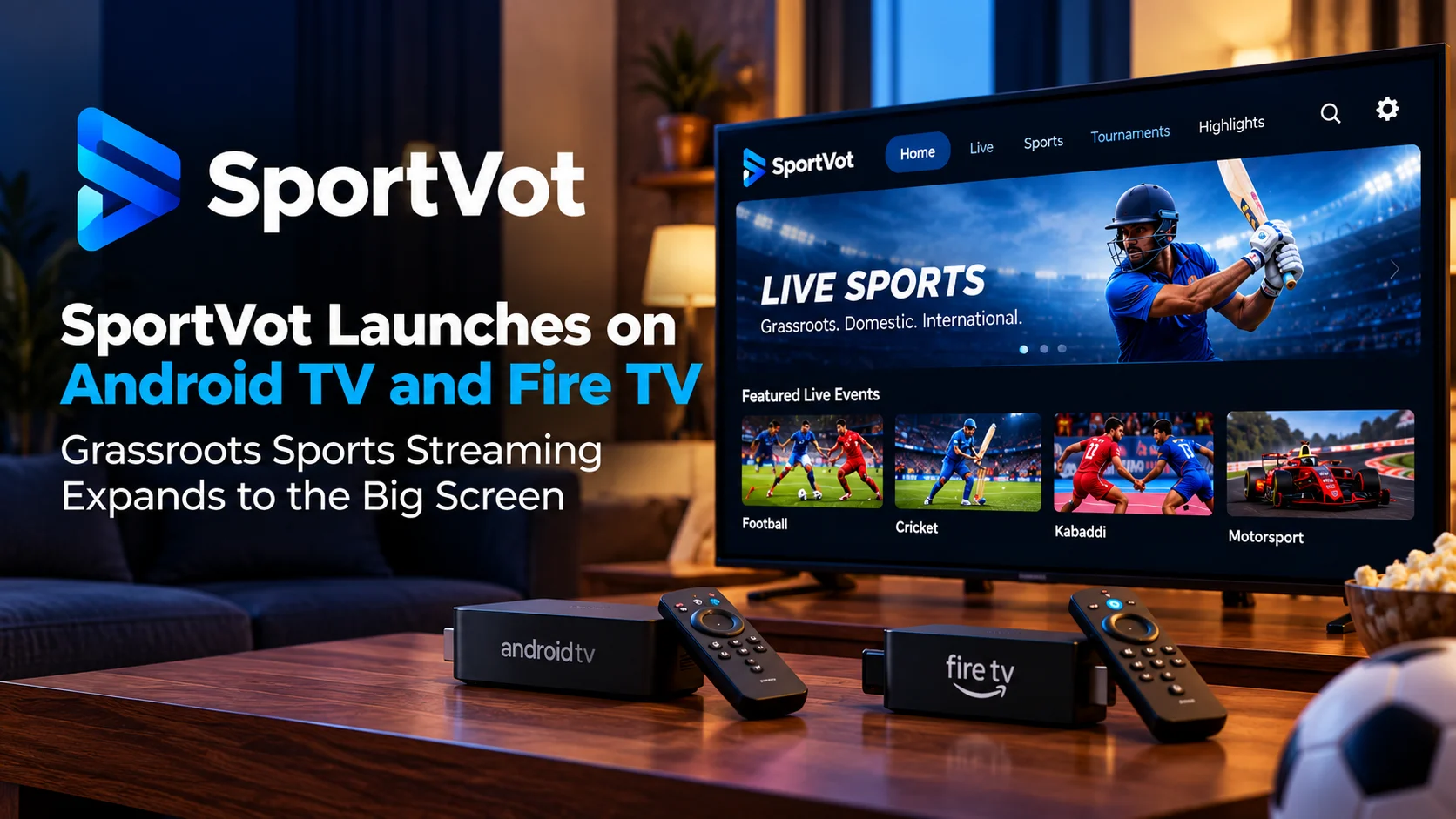 SportVot Launches on Android TV and Fire TV for Big-Screen Sports Streaming
