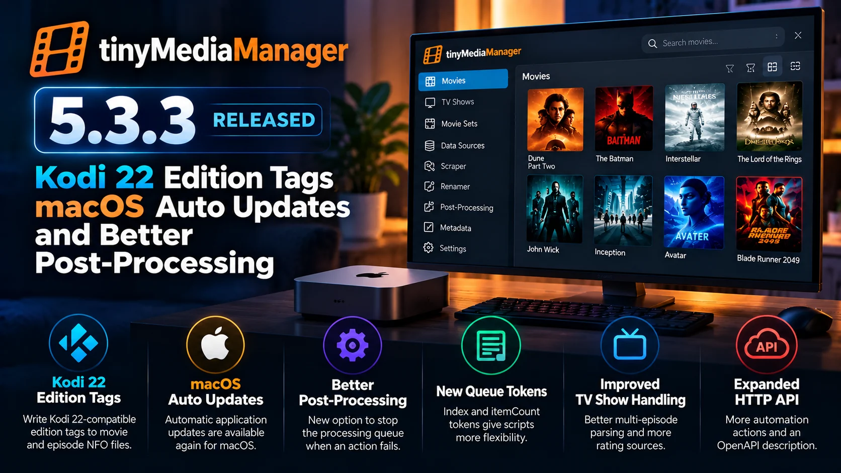 tinyMediaManager 5.3.3 Adds Kodi 22 Edition Tags and macOS Auto Updates