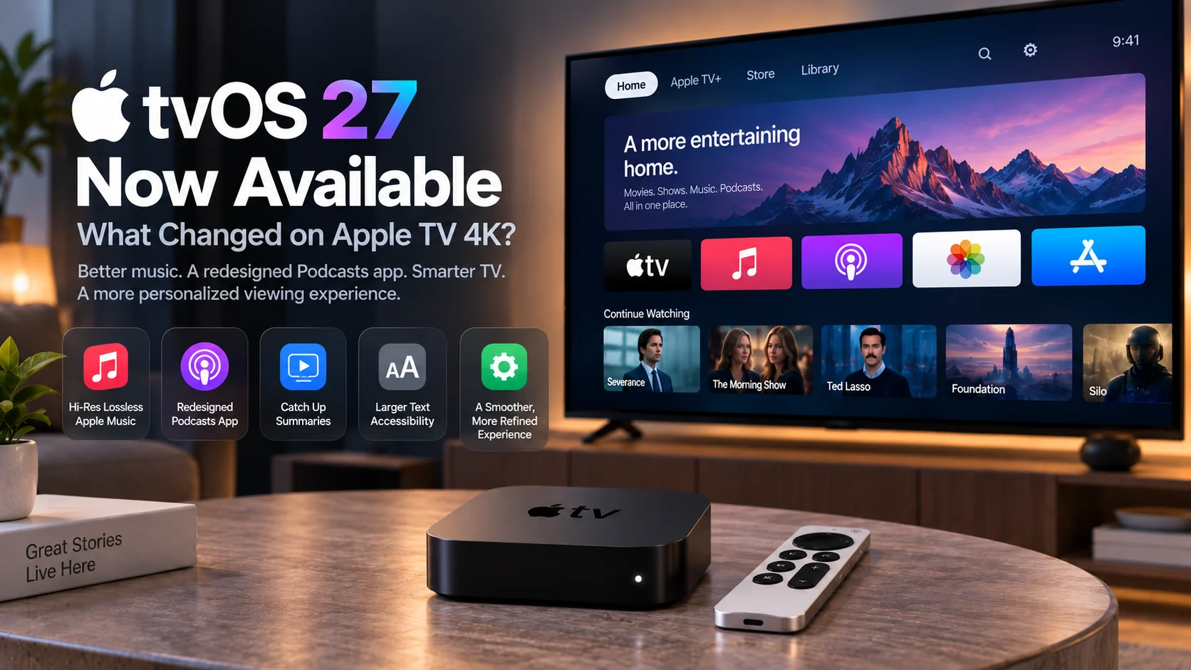 tvOS 27 Is Now Available: What Changed on Apple TV 4K?