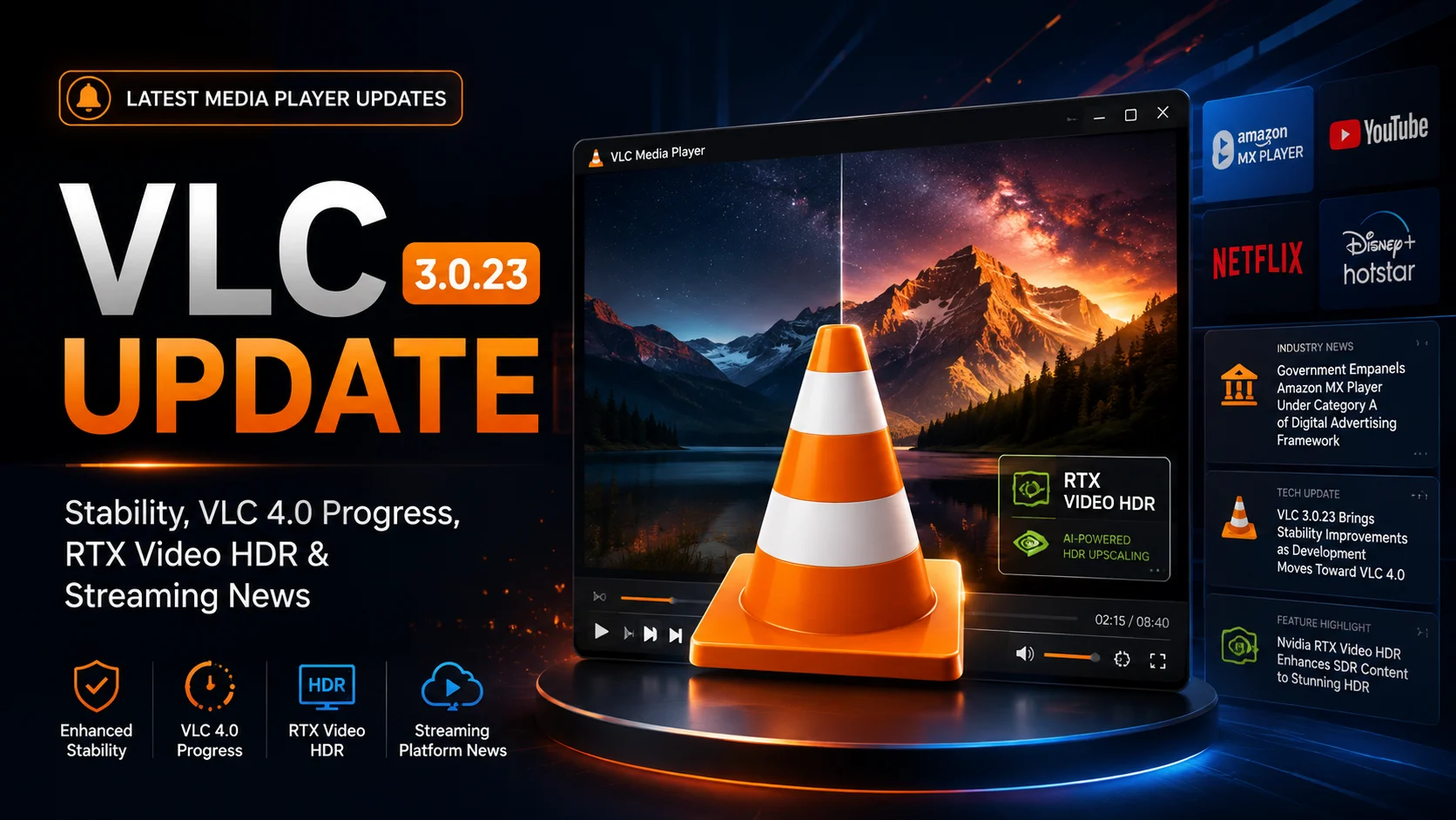 VLC 3.0.23 Update: VLC 4.0 Progress, RTX Video HDR and Latest Streaming Media News